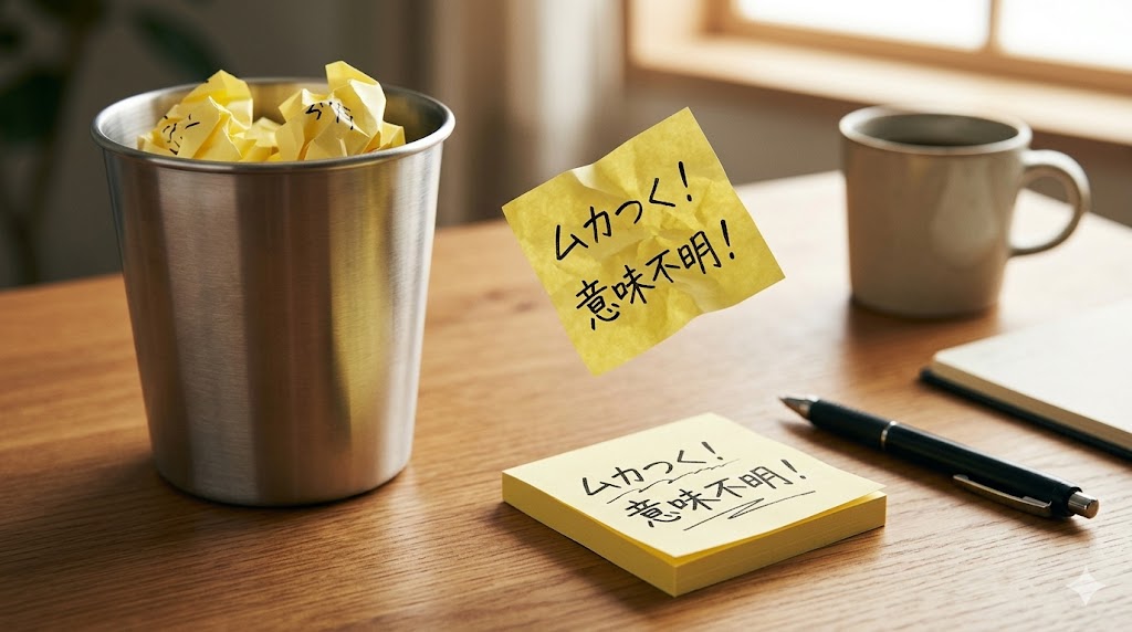 付箋でゴミ箱へ